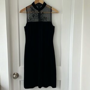 Vintage Evan Picone Black Velvet Sleeveless Formal Dress
